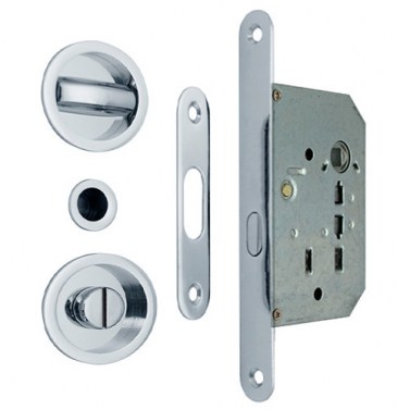 Cerraduras puerta corredera - Kit Redondo Puerta Corredera de Condena 7510 Cromo Brillo