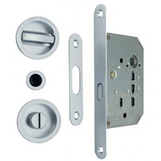 Cerraduras puerta corredera - Kit Redondo Puerta Corredera de Condena 7510 Cromo Satinado
