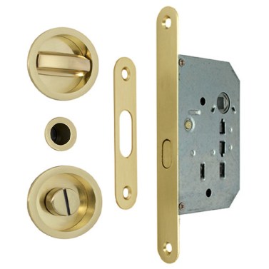 Kit Redondo Puerta Corredera de Condena 7510 Efecto Latón Mate