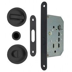 Cerraduras puerta corredera - Kit Redondo Puerta Corredera de Condena 7510 Negro Mate