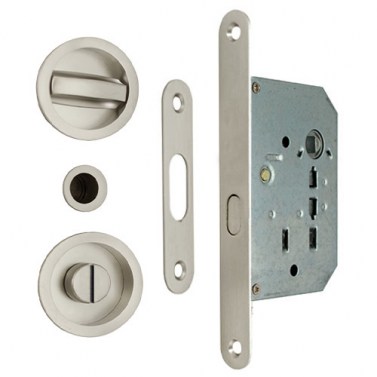 Kit Redondo Puerta Corredera de Condena 7510 Níquel Mate