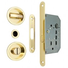 Cerraduras puerta corredera - Kit Redondo Puerta Corredera de Condena 7510 Pulido Brillo
