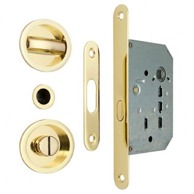 Cerraduras puerta corredera - Kit Redondo Puerta Corredera de Condena 7510 Pulido Brillo