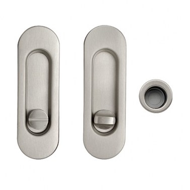 Kit Ovalado Puerta Corredera de Condena 75200 Níquel Mate