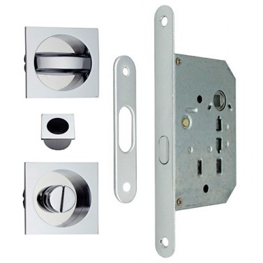 Kit Cuadrado Puerta Corredera de Condena 7530 Cromo Brillo