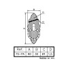 Tirador Anilla Vertical 75PA 80x30 mm Plata Vieja