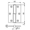 Bisagras de pala - Bisagra Inox 90x65 mm Derecha