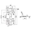 Bisagra Seguridad 906S 150x80 mm Canto Recto Níquel Satinado