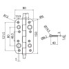 Bisagra Seguridad 912 150x80 mm Canto Redondo con Remate Níquel Mate