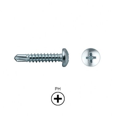 Tornillos y Tacos - Tornillo 7504N Broca Rosca Chapa 3,5x13 Cabceza Alomada Zincado Caja 500