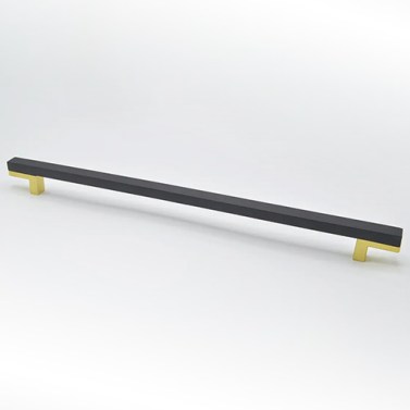 Tirador Mix 320 mm Arce Barniz Wengué y Oro Cepillado