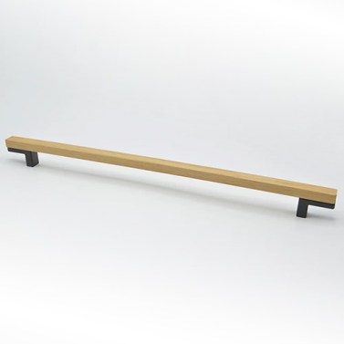Tirador Mix 320 mm Roble Barniz Transparente y Negro Mate