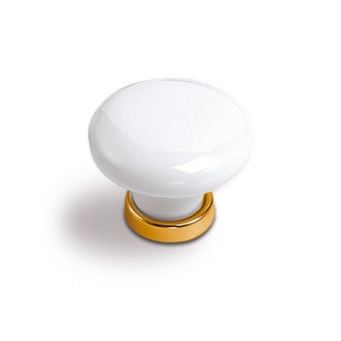 Pomo Porcelana Blanca 950 Base Dorada Ø37