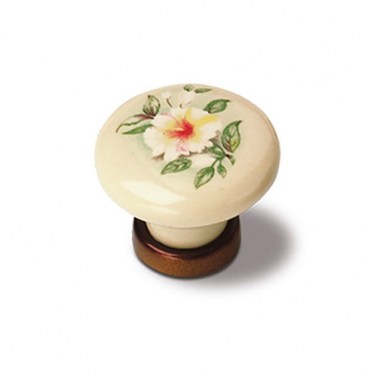Pomo Porcelana 9772 Marfil y Bronce Viejo