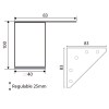 Pata Cocina Regulable 40x40 mm Base Triangular H100 mm