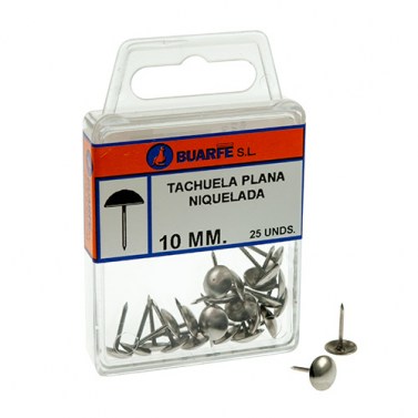 Tachuela Plana 10 mm Níquel Blíster 25uds