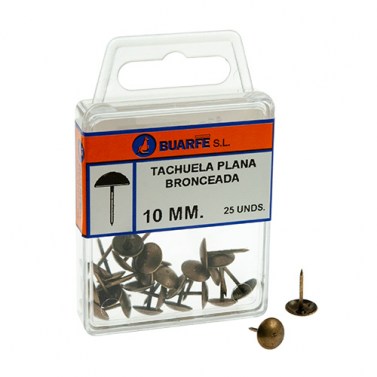 Tachuela Plana 10 mm Bronceada Blíster 25uds