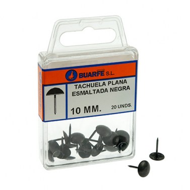 Tachuela Plana 10 mm Negra Blíster 25uds