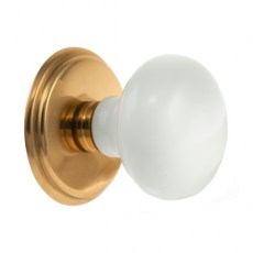 Pomos puerta entrada - Pomos Puerta Entrada Bassano Oro y Porcelana Blanca Juego 2 Unidades