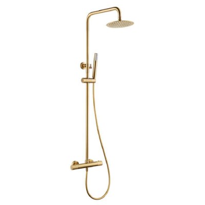 IMEX Conjunto Ducha Monomando LINE Oro Cepillado