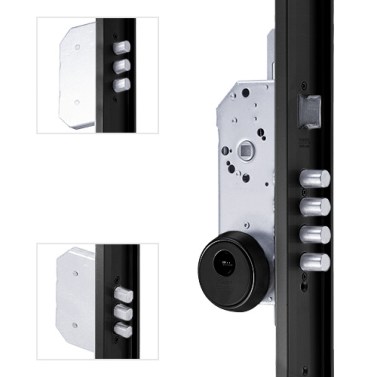 Cerradura Cantonera C/40 3 Puntos 2030 mm Negra Izquierda Sin Cilindro