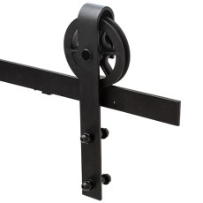 Corredera puerta interior - Kit Puerta Corredera Granero Rustik 2  80Kg 2,5 Metros con Freno Negro