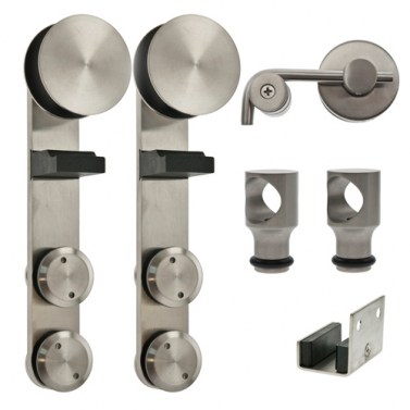 Herraje para cabinas sanitarias - Juego Puerta Corredera Cabina Fenólico Inox