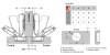 Bisagra BYP Acodada Ø35 mm 165º Ejes 48 mm con Pistón