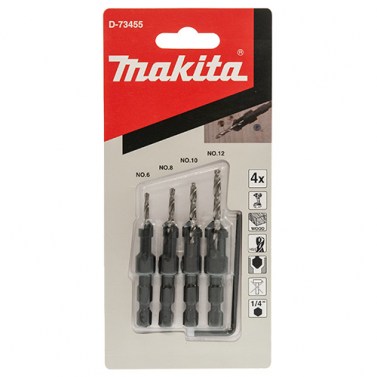 Consumibles para herramientas - Set 4 Brocas Madera con Avellanador D-73455