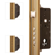 Cerradura Seguridad E2000B-Z 3 Puntos E50 Cerradero 45 mm Aluminio Oro Derecha