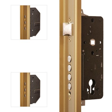 Cerradura Seguridad E2000B-Z 3 Puntos E50 Cerradero 45 mm Dorado Izquierda