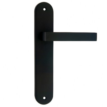 Manivelas con placa - Juego Manivelas con Placa Curva Cúbica Aluminio Negro