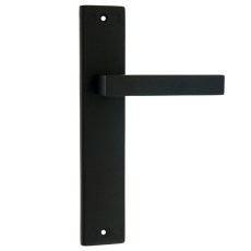 Manivelas con placa - Juego Manivelas con Placa Recta Cúbica Aluminio Negro