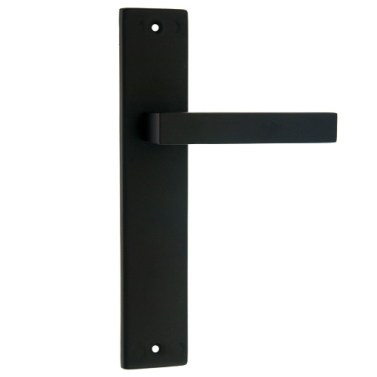 Manivelas con placa - Juego Manivelas con Placa Recta Cúbica Aluminio Negro