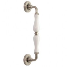 Manillones con roseta - Manillón con Roseta EQM892 Níquel Satinado y Porcelana Blanca