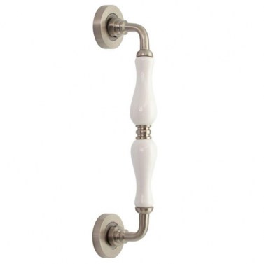 Manillones con roseta - Manillón con Roseta EQM892 Níquel Satinado y Porcelana Blanca