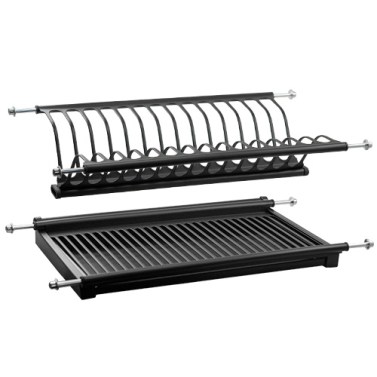 Escurreplatos/Vasos M90 con Bandeja Inox Negro Mate