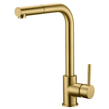 IMEX Grifo Cocina Extraíble Caño Alto MALTA Oro Cepillado