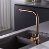 IMEX Grifo Cocina Extraíble Caño Alto MALTA Oro Rosa Cepillado