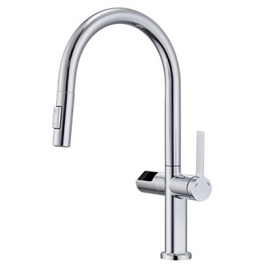 IMEX Grifo Cocina Extraíble Caño Alto TURÍN GCE021 Doble Jet con Sensor Cromo
