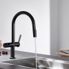 IMEX Grifo Cocina Extraíble Caño Alto TURÍN GCE021 Doble Jet con Sensor Negro Mate