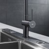 IMEX Grifo Cocina Extraíble Caño Alto BERNA GCE026 Doble Jet Negro Mate