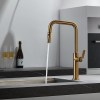 IMEX Grifo Cocina Extraíble Caño Alto NIZA GCE027 Doble Jet Oro Cepillado