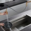 IMEX Grifo Cocina Extraíble Caño Alto NIZA GCE027 Doble Jet Oro Cepillado