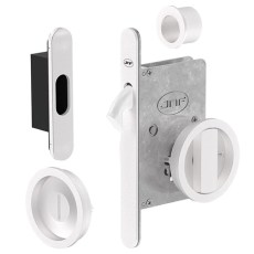 Kit Redondo Puerta Corredera de Condena JNF Inox Blanco Mate