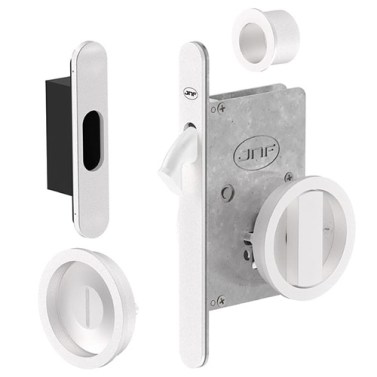 Kit Redondo Puerta Corredera de Condena JNF Inox Blanco Mate