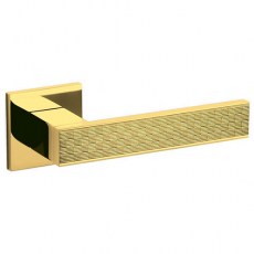 Juego Manivelas con Roseta Cuadrada Diana Damier Oro Brillo