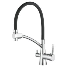 IBERGRIF Grifo Cocina Caño Alto M22128-2 Osmosis Cromo Brillo y Negro