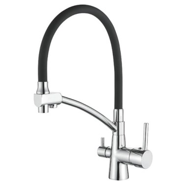 IBERGRIF Grifo Cocina Caño Alto M22128-2 Osmosis Cromo Brillo y Negro