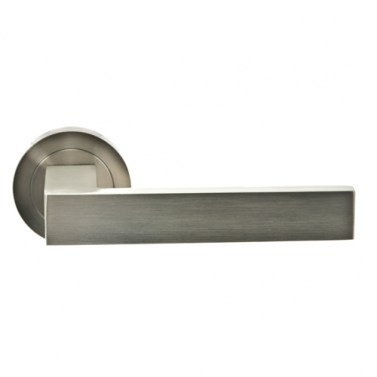 Manivelas con roseta - Juego Manivelas con Roseta Cúbica Aluminio Níquel Satinado